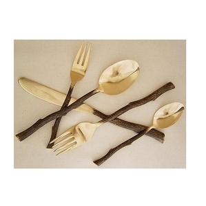 Vente flash : Couverts en acier inoxydable avec revêtement PVD, décoratifs en métal, manche rustique brun gaufré, couverts de haute qualité - Product Image 1