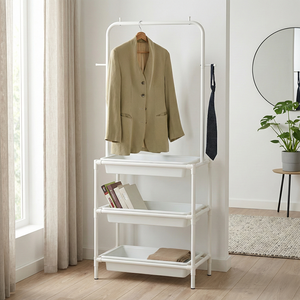 OEM Hanging Pants <b>Rack</b> <b>Clothes</b> <b>Hanger</b> Modern Home Storage Laundry Organizer Taiwan Household Furniture Manufacturer with 3 bins - Product Image 1