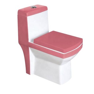 Toilette de salle de bain moderne en céramique de couleur noir et blanc à vendre double chasse carrée forme de cuvette P-Trap public chinois - Product Image 2