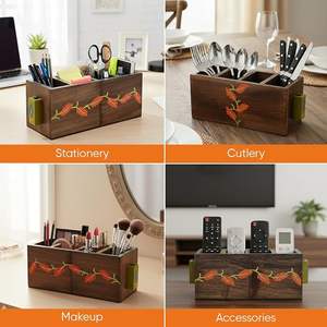 Porte-cuillères en bois imprimé de style vintage pour accessoires de cuisine, porte-cuillères en bois imprimé multifonctionnel pour le dîner - Product Image 3