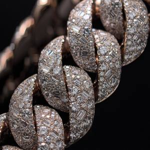 Collar de Cadena Cubana con Incrustaciones de Diamantes de Imitación de Lujo, 50 Quilates, Moissanita VVS, Chapado en Rodio, Joyería Hip Hop, Acabado en Oro Rosa, para Regalo de Fiesta - Product Image 5