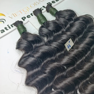 Cheveux humains dessinés par double de cheveux en vrac de vague profonde de Vierge noire naturelle de cambodgien - Product Image 1