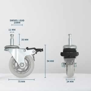 CCE Grip Neck Stem 3 pulgadas (75mm) Rueda giratoria de bloqueo Rueda de poliuretano - Product Image 2