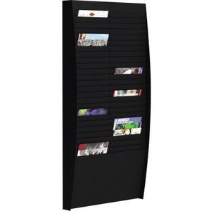PAPERFLOW DIN A4 - Expositor de Poliestireno Negro para Folletos, 50 Compartimentos, 54.4 x 112 x 12.9 cm (Ancho x Alto x Profundidad), Expositor de Cartas - Product Image 1