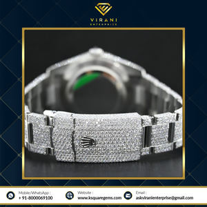 Reloj de Acero Inoxidable de Buena Calidad con Moissanita Helada, Cristal con Incrustaciones de Diamantes con Claridad VVS, Estilo Moderno y Ejecutivo, Disponible a Precio de Mayoreo - Product Image 6