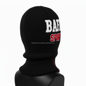 Balaclava en laine mélangée de qualité supérieure pour femmes, design bicolore noir et rouge avec logo brodé personnalisé, balaclava pour femmes - Product Image 5