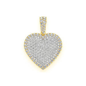 2025 Tendance 10K Or Massif Lab Grown Diamant Personnalisé Glacé Bubbly Border Coeur Pendentif Hip Hop Fine Jewelry pour la Saint Valentin - Product Image 1