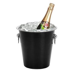 Seau à glace en acier inoxydable noir en gros OEM, double paroi isolée, avec poignée, articles de bar pour hôtels et usage domestique - Product Image 3