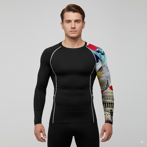 Camiseta de compresión de manga larga para hombre, camiseta de secado rápido para gimnasio, ropa ajustada con protección UV, transpirable, logotipo personalizado, camisetas de natación para Surf - Product Image 1