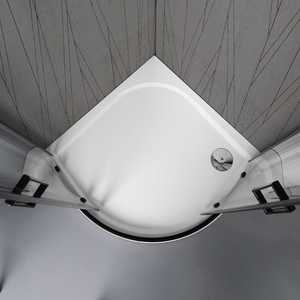 Rideau de douche semi-circulaire noir mat 90 cm en verre transparent effet ciel - Product Image 3