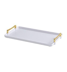 Plateau acrylique blanc design classique avec poignée dorée plateau acrylique pour vaisselle de table d'hôtel plateau acrylique à bon prix - Product Image 6
