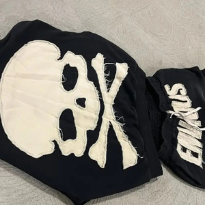 Ensemble de survêtement deux pièces OEM personnalisé pour femme, en coton épais 100%, avec broderie effet vieilli, pantalon de survêtement et lettres délavées à l'acide - Product Image 4