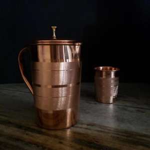 Designer copper jug for drinking water with <b>large</b> storage capacity great for ayurvedic health benefits - Product Image 4
