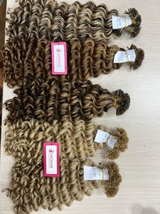 Extension de cheveux naturels bouclés, Deep Wavy, i-tip, Microlink, Balayage, extension, 1g/tip, pas d'enchevêtrement, pas de perte - Product Image 2