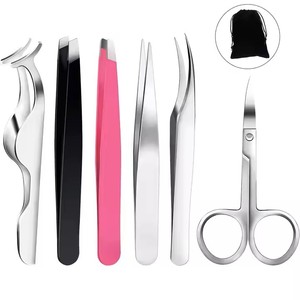 Ensemble de pinces à sourcils de haute qualité étui de voyage en cuir PU de qualité supérieure Kit de pinces à épiler en acier inoxydable professionnel pour la beauté et le toilettage - Product Image 5