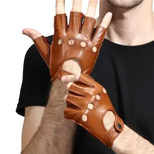 Leder handschuhe Herren Halb finger Fitness Sport Fahren rutsch fest stark verschleiß fest Fahren Retro Motorrad Schaffell Handschuh