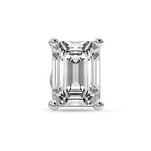 Boucle d'oreille unique en or massif 14 carats avec diamant de laboratoire taille émeraude, 1 carat total, couleur F-G, pureté VS, pour elle - Product Image 1