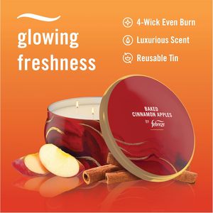 Vela Aromática Febreze, Aroma a Manzanas Horneadas con Canela, Vela de 4 Mechas, Lata Reutilizable, Quema Uniforme de Larga Duración, 11 oz, Paquete Individual - Product Image 6