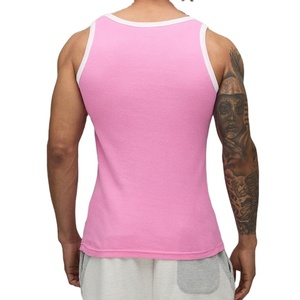 Sleeveless Solid Color Men Ribbed Material High Stretchy Quick Dry Longline Slim Fit Breathable Tank Top Summer Athletic Fit - Product Image 3