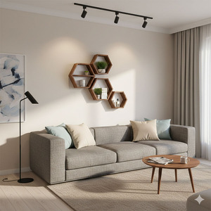 Étagères murales hexagonales en bois de pin à quatre niveaux pour pots de fleurs - Product Image 5