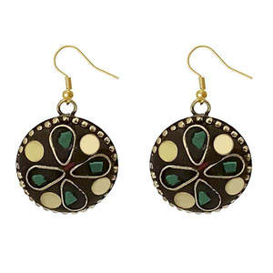 Boucles d'oreilles pendantes en résine verte Urthn avec placage à l'or 1308383 - Product Image 1