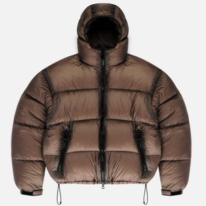 Chaqueta de burbuja personalizada para hombre con etiqueta privada de estilo único Cremallera completa Cuello alto Manga larga Chaqueta acolchada de tela de lona - Product Image 3