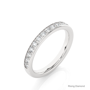0,35 CTW corte redondo laboratorio crecido diamante media eternidad conjunto boda banda oro blanco aniversario regalo anillos CVD tipo de producto - Product Image 4