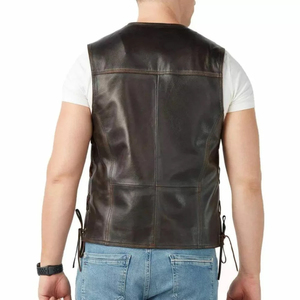 Recién llegado, Chaleco de cuero para hombre, suministro de fábrica, Chaleco de cuero transpirable para hombre con fabricación hecha, diseño personalizado, servicio OEM - Product Image 4