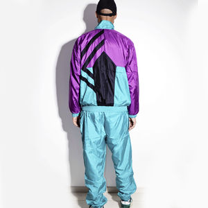 Chándal cortavientos con capucha y patrón de tubería reflectante de dos piezas para hombre, ropa de calle, chaqueta de trabajo personalizable - Product Image 6