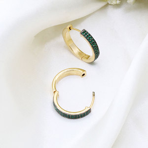 Memoria Jewels Hermosos Pendientes de Aro con Circonita Cúbica Verde, Plata de Ley 925, Chapados en Oro, Certificados por IGI, Joyería Hecha a Mano - Product Image 2
