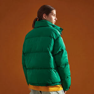 <b>Women's</b> Cropped Winter Knitted Puffer Jacket Stand <b>Collar</b> Bubble Shine Design Windproof Breathable Customizable Color Outerwear - Product Image 6