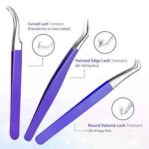 Jeu de pincettes d'extension de cils en acier inoxydable allemand Pointes de revêtement en fibre de diamant avec pointes de cils greffées Pointes pointues - Product Image 6