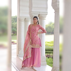 Últimas Colecciones de Trajes Salwar Kameez para Mujer, con Lentejuelas y Bordados Zari, para Bodas y Festivales, Artículos en Stock, Envío en 7 Días - Product Image 1