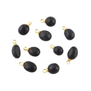 Hermosa caída suave natural negro ónix piedra preciosa DIY conector 18K chapado en oro forma irregular conectores colgantes de fianza única - Product Image 1