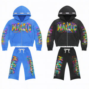 ชุดเสื้อฮู้ดผ้าเทอร์รี่สไตล์ฝรั่งเศสสำหรับผู้ชายชุดเสื้อมีฮู้ดสไตล์สตรีทแวร์ปักโลโก้ตามสั่ง - Product Image 2