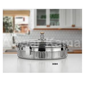 Grande marmite en acier inoxydable argenté de haute qualité avec couvercle et poignée Plat de service décoratif pour la maison Hôtel Décoration de table - Product Image 5