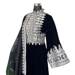 2024 Antique Afghani robe pour femmes modeste broderie vieilles pièces dentelle fermeture éclair décorations naturel Kuchi fête Tribal vêtements - Product Image 4