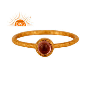 Meilleure qualité argent sterling plaqué or 18 carats tourmaline rose naturelle pierre précieuse bague empilable Demi bijoux fins pour femmes - Product Image 1