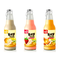 Susu Kedelai Alami 330 Ml Botol Kaca dengan Rasa Stroberi-Susu Kacang dari Perusahaan Minuman Vietnam