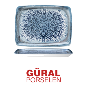 Bandeja Rectangular Gural Blue Voyage con Impresión Digital, Porcelana Nueva, 31 x 23 cm, Suministros para Restaurantes, Vajilla para Catering, Venta al por Mayor - Product Image 4