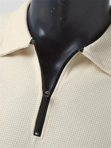 Tela informal de negocios para hombre, tejido de gofres, manga corta, cremallera, Polo, Top con cordón, pantalones de gofres, traje impreso, camisetas nuevas, ropa - Product Image 3