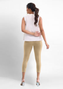 Trendmalls Women's Super Combed Cotton Elastane Stretch Knitted Comfortable Cropped <b>Leggings</b> Ultrasoft Waistband (WL01-Beige) - Product Image 6