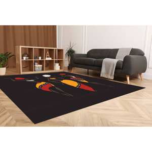 Tapis imprimé avec trois danseurs africains : décoration vibrante pour le bureau et la maison, tapis en velours de luxe - Product Image 3