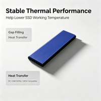 Dissipateur thermique AS-R1-2280 M.2 2280 SSD en aluminium anodisé noir, avec pad thermique 8W/m.k et sangle en silicone pour radiateur de refroidissement SSD NVMe SATA