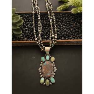 Sheila Becenti Mixed Turquoise & Sterling Silver Pearl Necklace/pendant for Gift Occasions - Product Image 2