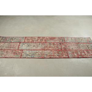Vintage <b>Runner</b> Rug 2.1x7.7 ft (63x235 cm), Turkish <b>Red</b> Polka dot Rug - Product Image 3