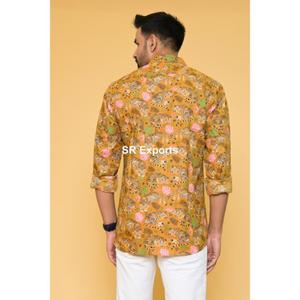 Handmade Men's Tiger Print Casual <b>Shirt</b> Designer Cotton Kurta for Beach Wear or <b>Party</b> Wear - Product Image 5
