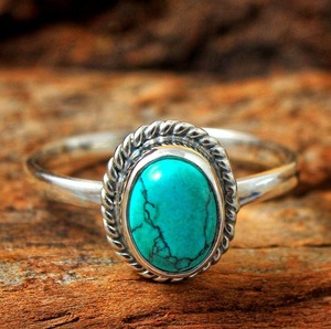 Best Design Blue <b>Turquoise</b> Oval Cut Engagement <b>Rings</b> for Women Wedding & Party Jewelry 925 Sterling Silver Handmade Trendy - Product Image 3