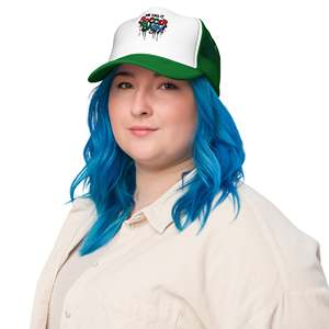 Gentle Rebel Foam Trucker Hat <b>Wrapped</b> in Blue Common Mesh Fabric with Badge Feature - Product Image 1