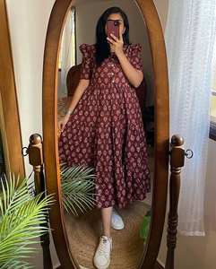 Robe de soirée/Kurta/Kurti indienne pour femme, en soie Georgette à imprimé floral numérique, entièrement cousue, à manches fantaisie, pour mariage et fêtes, pour adultes - Product Image 1